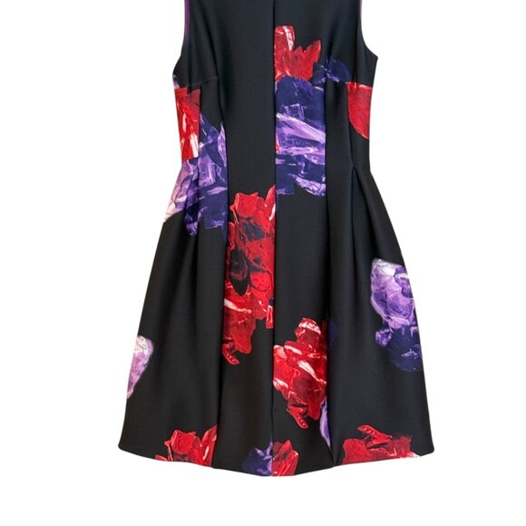 Calvin Klein Women's Floral Sleeveless Scuba Dress Black Red Size 6 - Picture 4 of 8